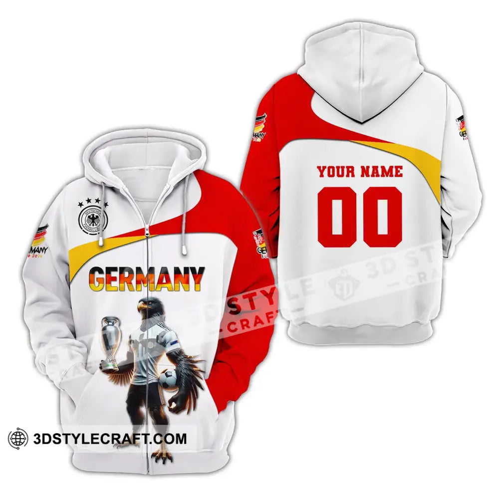 Unisex Shirt Custom Name And Number Germany Euro 2024 Football Polo Long Sleeve Zipper Hoodie / S