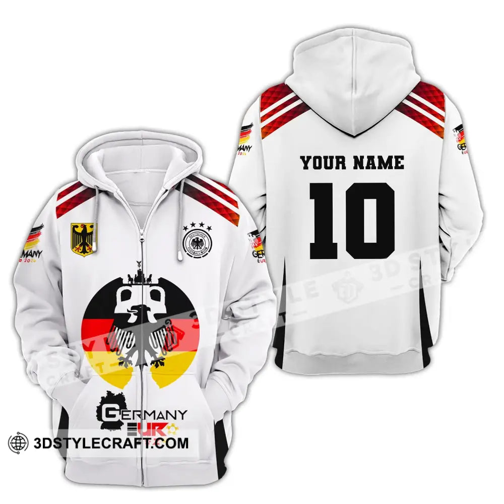 Unisex Shirt Custom Name And Number Germany Euro 2024 Football Polo Long Sleeve Zipper Hoodie / S