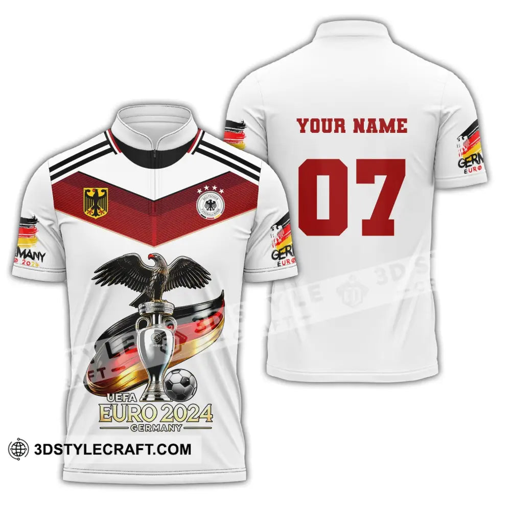 Unisex Shirt Custom Name And Number Germany Euro 2024 Football Uefa Polo Long Sleeve Zipper / S