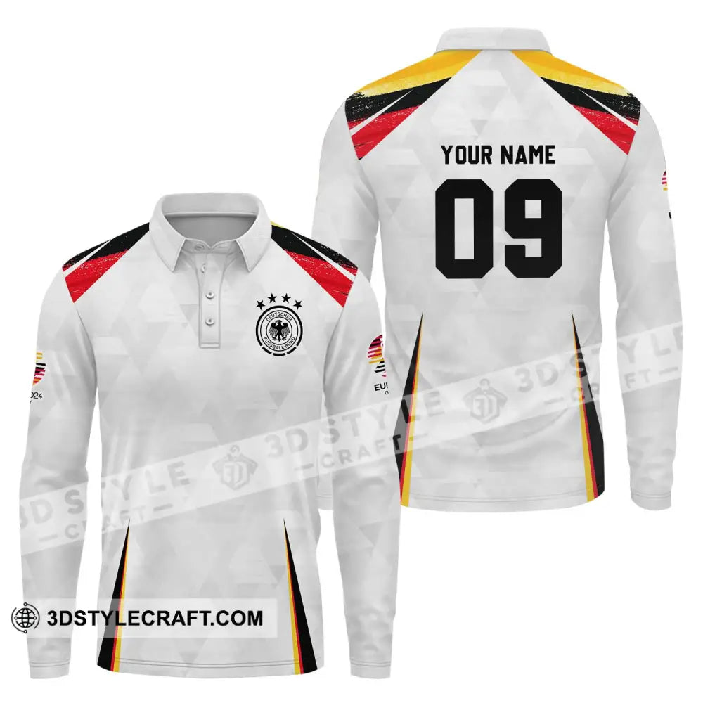 Unisex Shirt - Custom Name And Number Germany Euro 2024 Long Sleeve Polo / S T-Shirt