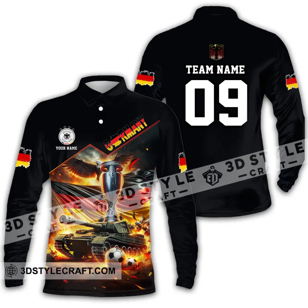 Unisex Shirt - Custom Name And Number Germany Euro 2024 National Team German Tanks Long Sleeve Polo