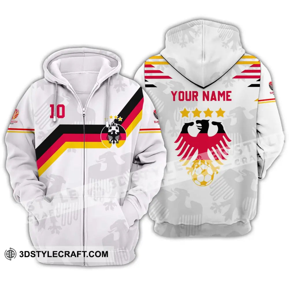 Unisex Shirt - Custom Name And Number Germany Euro 2024 White Color Zipper Hoodie / S T-Shirt