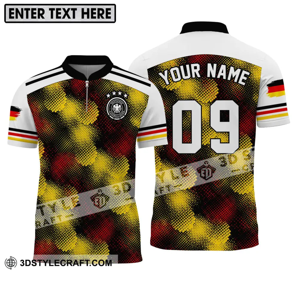 Unisex Shirt - Custom Name And Number Germany Flag Color Zipper Polo / S T-Shirt