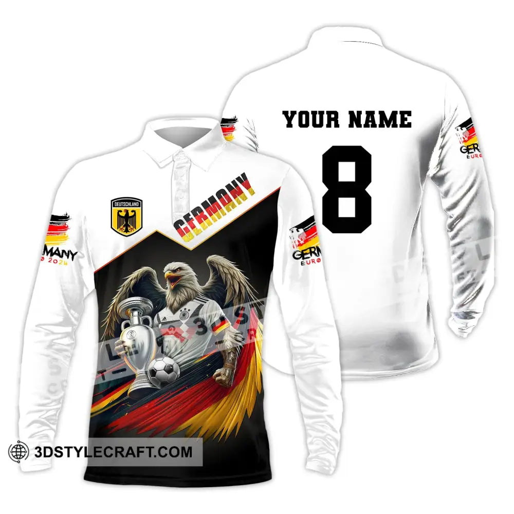 Unisex Shirt Custom Name And Number Germany Football Euro 2024 Long Sleeve Polo / S T-Shirt