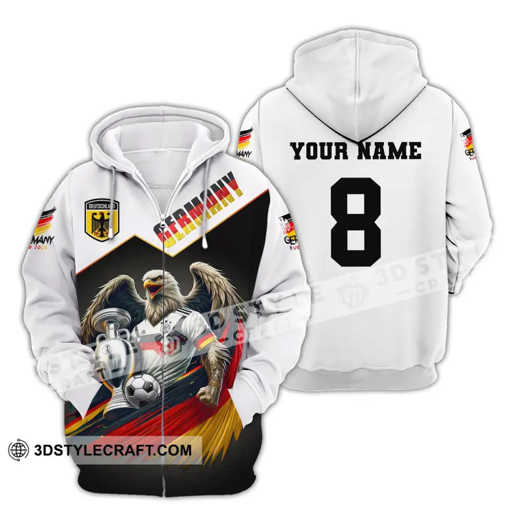 Unisex Shirt Custom Name And Number Germany Football Euro 2024 Long Sleeve Polo Zipper Hoodie / S