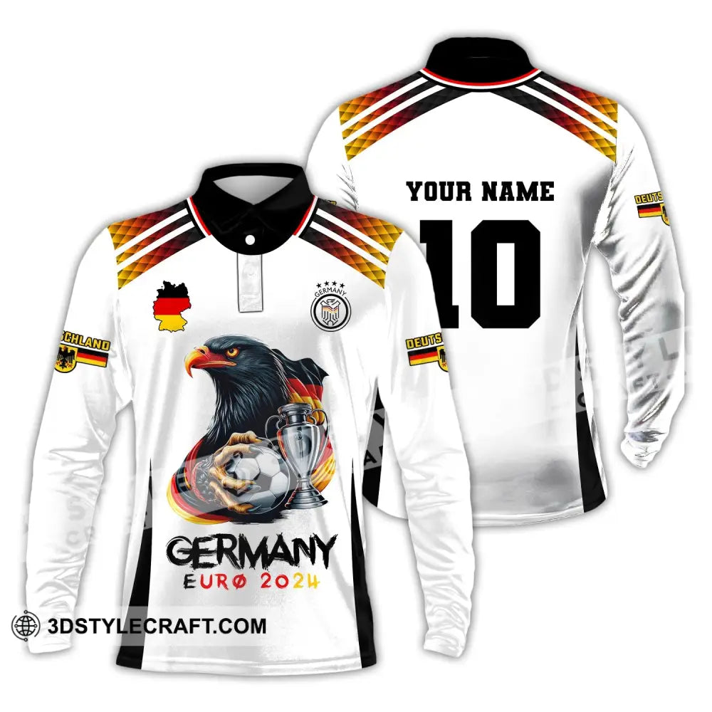 Unisex Shirt Custom Name And Number Germany Football Euro 2024 Polo Long Sleeve / S T-Shirt