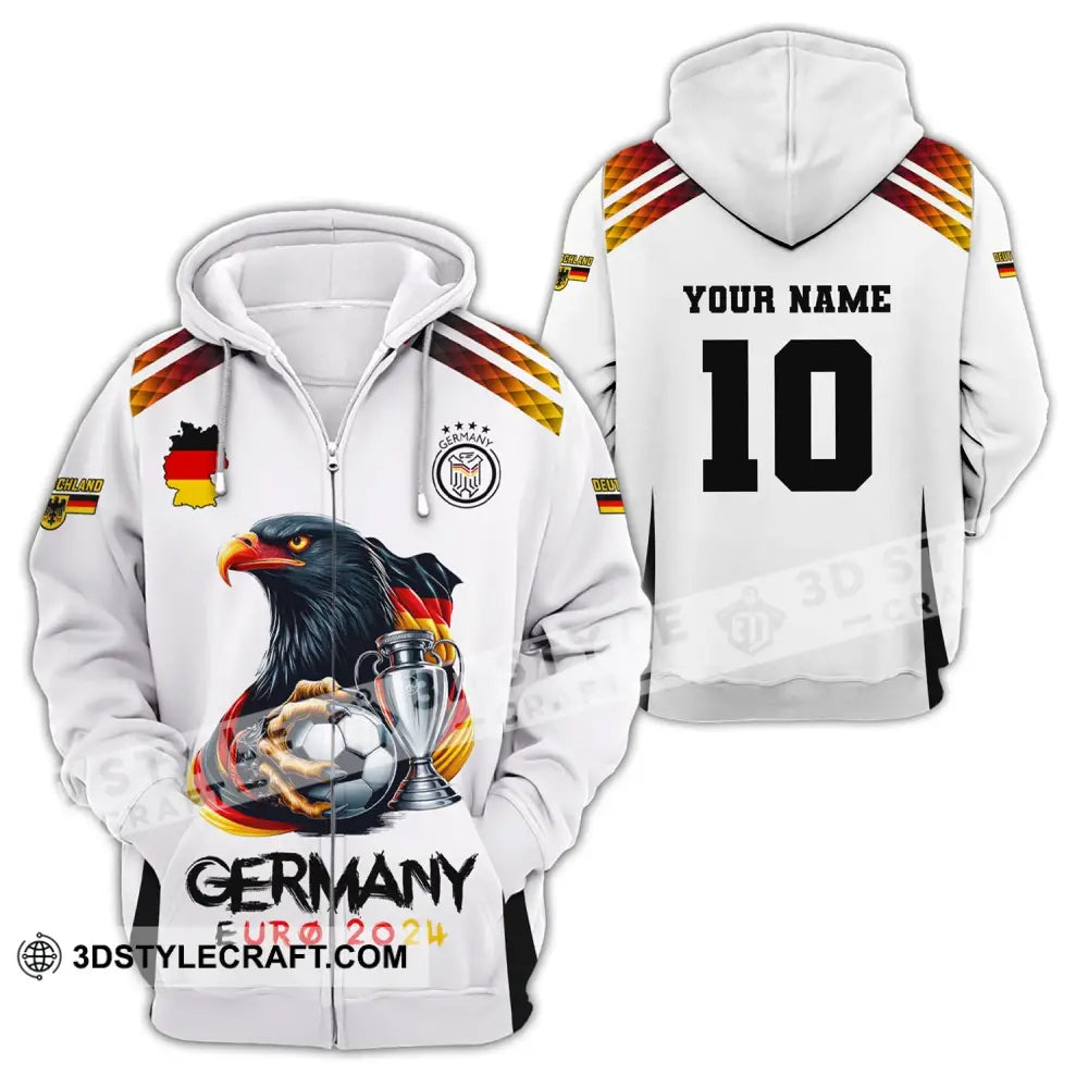 Unisex Shirt Custom Name And Number Germany Football Euro 2024 Polo Long Sleeve Zipper Hoodie / S