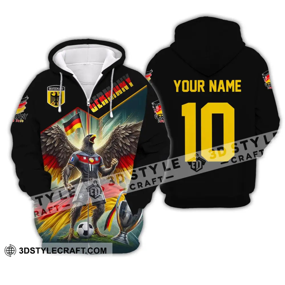 Unisex Shirt Custom Name And Number Germany Football Polo Long Sleeve Zipper Hoodie / S T-Shirt