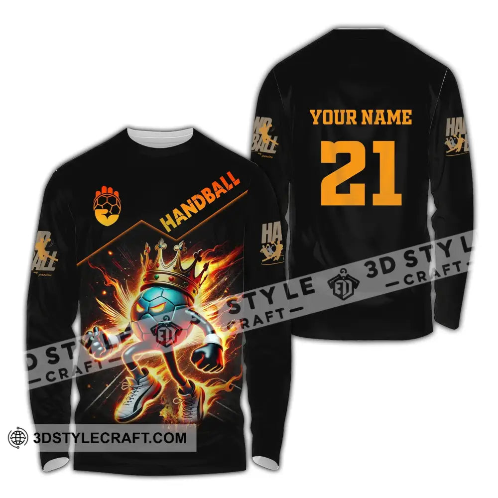 Unisex Shirt Custom Name And Number Handball Love T-Shirt Long Sleeve / S T-Shirt