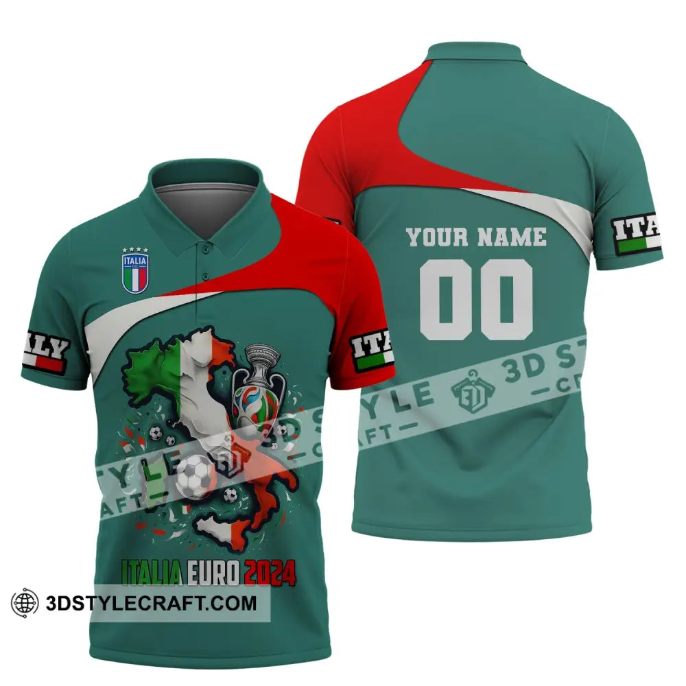 Unisex Shirt Custom Name And Number Italia Football Polo Long Sleeve Euro 2024 / S T-Shirt