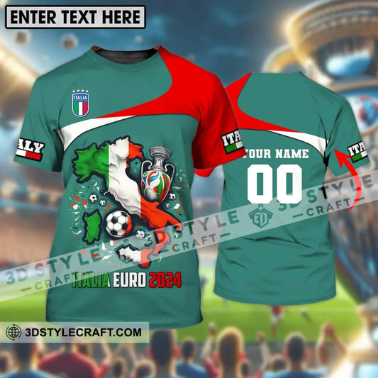 Unisex Shirt Custom Name And Number Italia Football Polo Long Sleeve Euro 2024 T-Shirt