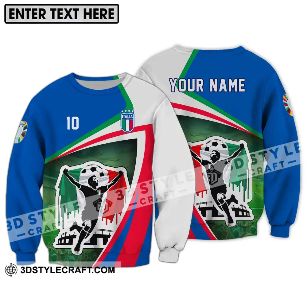 Unisex Shirt - Custom Name And Number Italy Euro 2024 National Team Long Sleeve / S T-Shirt