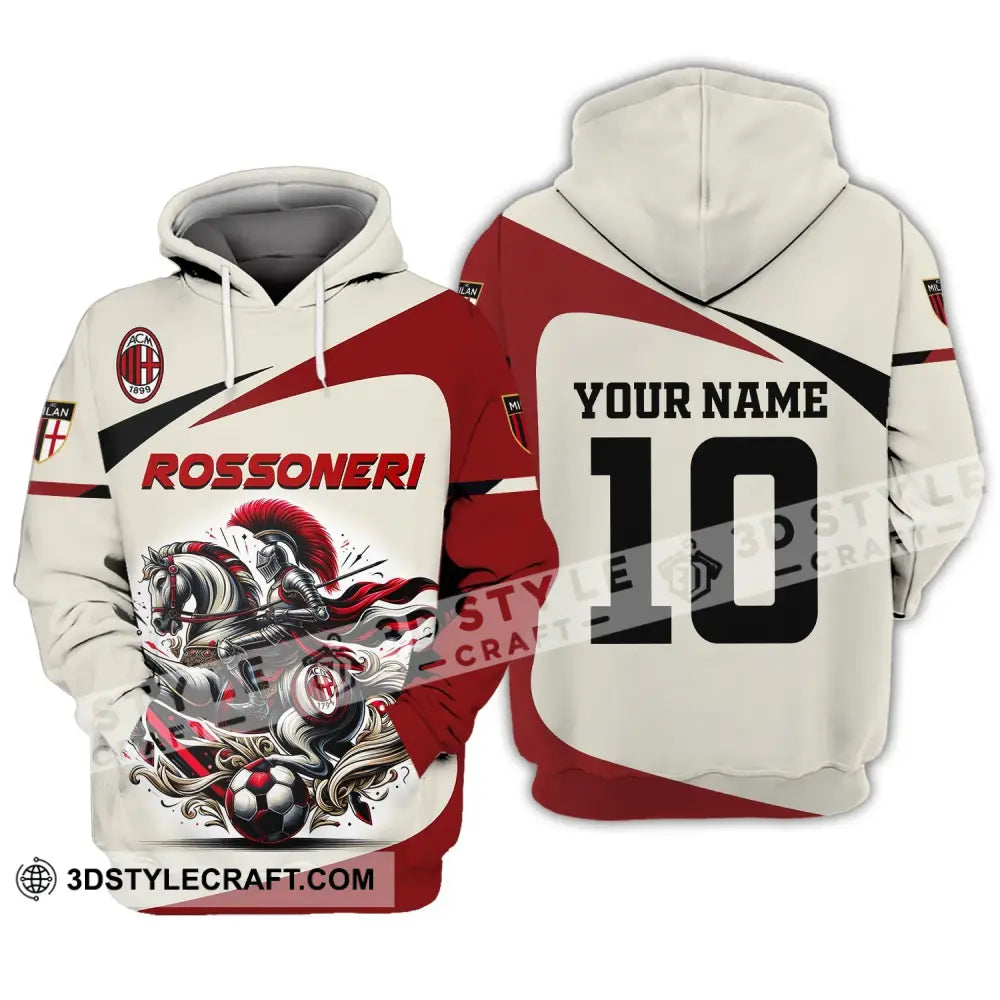 Unisex Shirt Custom Name And Number Italy Football Ac Milan Polo Long Sleeve Rossoneri Hoodie / S