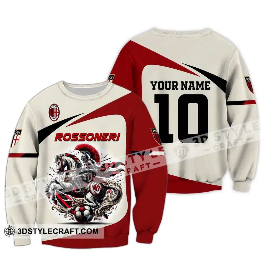 Unisex Shirt Custom Name And Number Italy Football Ac Milan Polo Long Sleeve Rossoneri / S T-Shirt