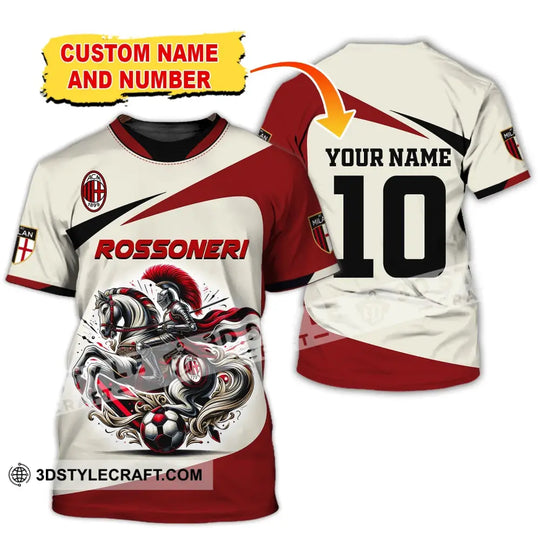 Unisex Shirt, Custom Name and Number Italy Football Shirt, AC Milan Polo Long Sleeve, Rossoneri Shirt style option 1