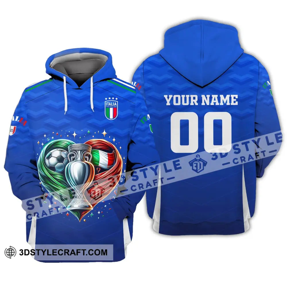 Unisex Shirt Custom Name And Number Italy Football Euro 2024 Polo Long Sleeve Hoodie / S T-Shirt