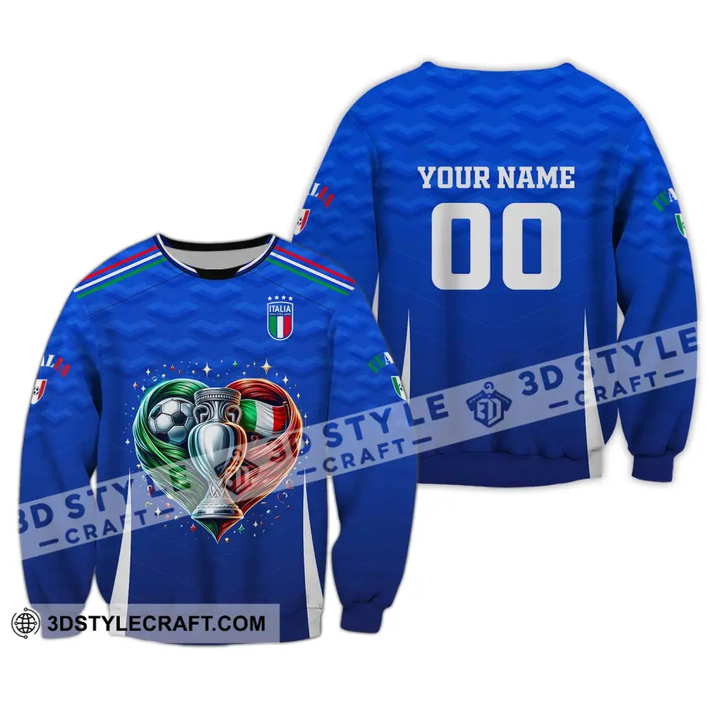 Unisex Shirt Custom Name And Number Italy Football Euro 2024 Polo Long Sleeve / S T-Shirt