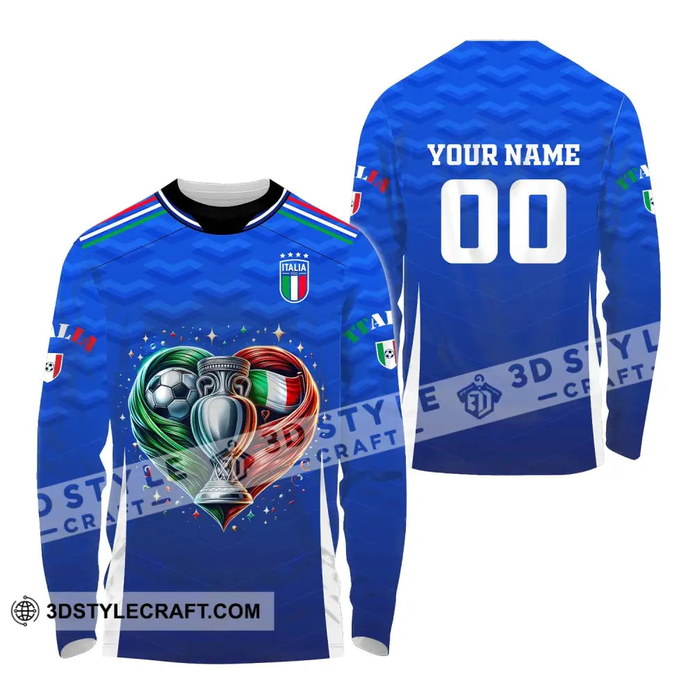 Unisex Shirt Custom Name And Number Italy Football Euro 2024 Polo Long Sleeve / S T-Shirt