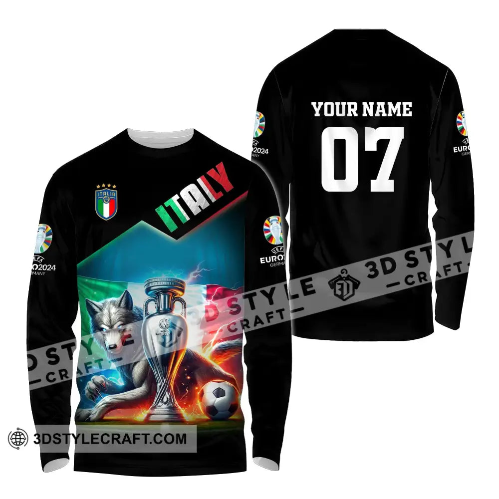 Unisex Shirt Custom Name And Number Italy Football Euro 2024 Polo Long Sleeve / S T-Shirt