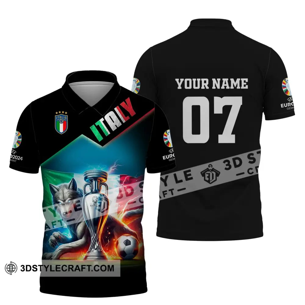 Unisex Shirt Custom Name And Number Italy Football Euro 2024 Polo Long Sleeve / S T-Shirt