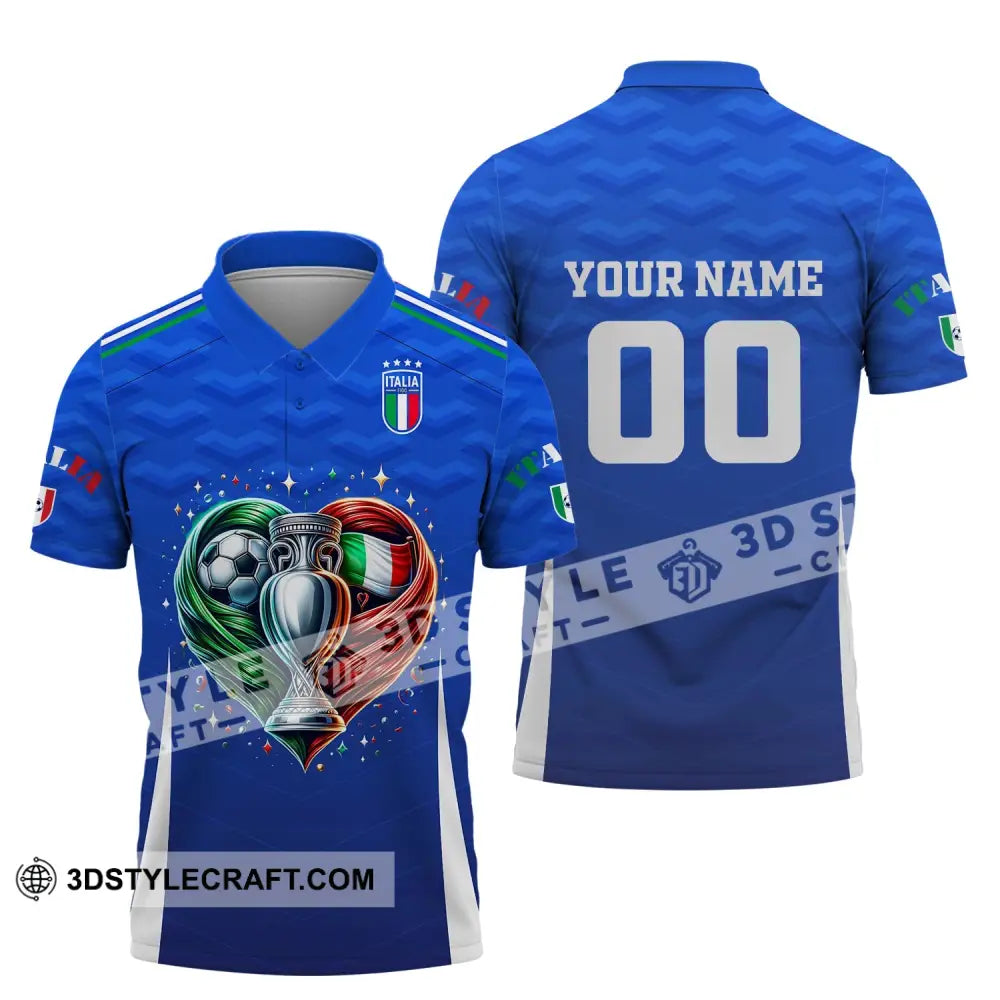 Unisex Shirt Custom Name And Number Italy Football Euro 2024 Polo Long Sleeve / S T-Shirt