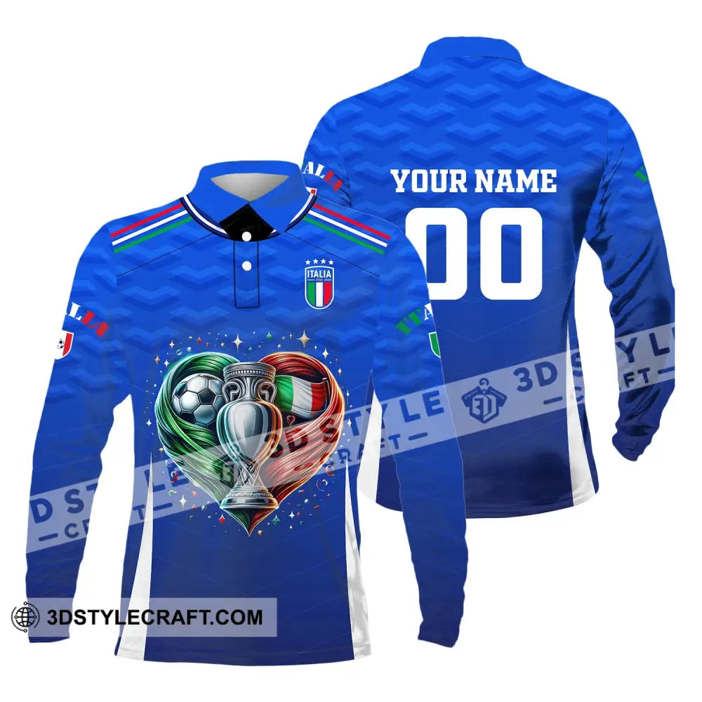 Unisex Shirt Custom Name And Number Italy Football Euro 2024 Polo Long Sleeve / S T-Shirt