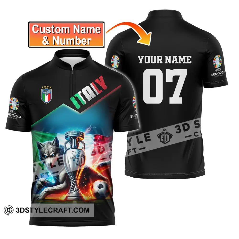 Unisex Shirt Custom Name And Number Italy Football Euro 2024 Polo Long Sleeve T-Shirt