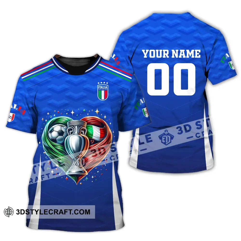 Unisex Shirt Custom Name And Number Italy Football Euro 2024 Polo Long Sleeve T-Shirt / S