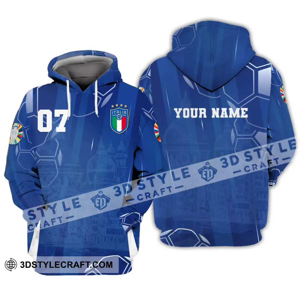 Unisex Shirt Custom Name And Number Italy Football Polo Long Sleeve Euro 2024 Hoodie / S T-Shirt