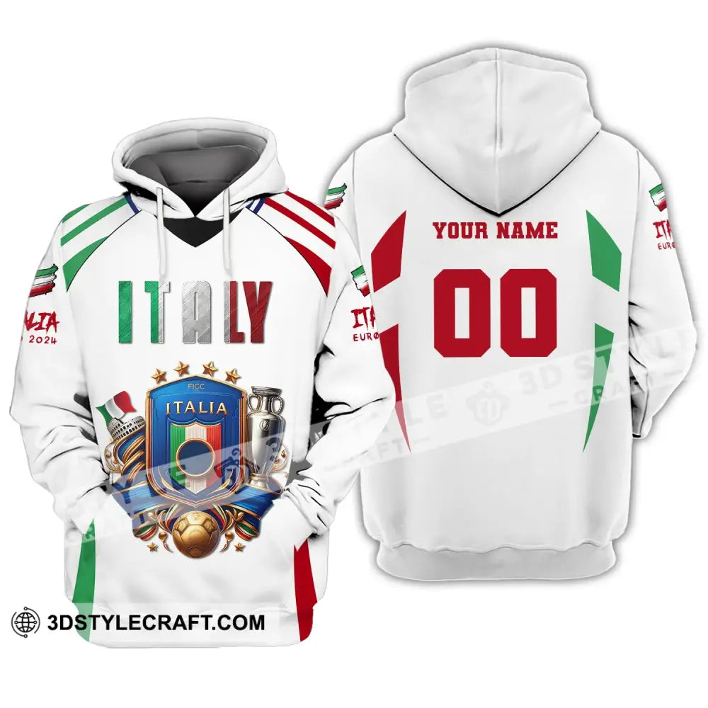 Unisex Shirt Custom Name And Number Italy Football Polo Long Sleeve Euro 2024 Hoodie / S T-Shirt