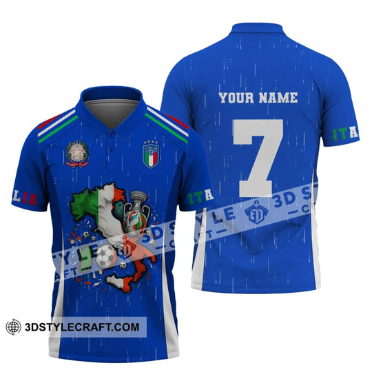 Unisex Shirt, Custom Name and Number Italy Football Shirt, Italy Football Polo Long Sleeve, Italy Euro 2024 Shirt style option 4