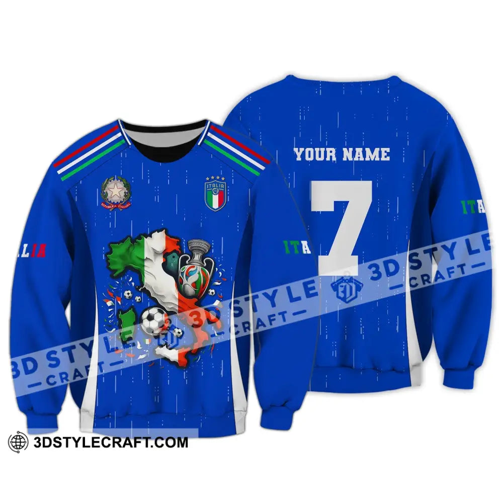 Unisex Shirt Custom Name And Number Italy Football Polo Long Sleeve Euro 2024 / S T-Shirt