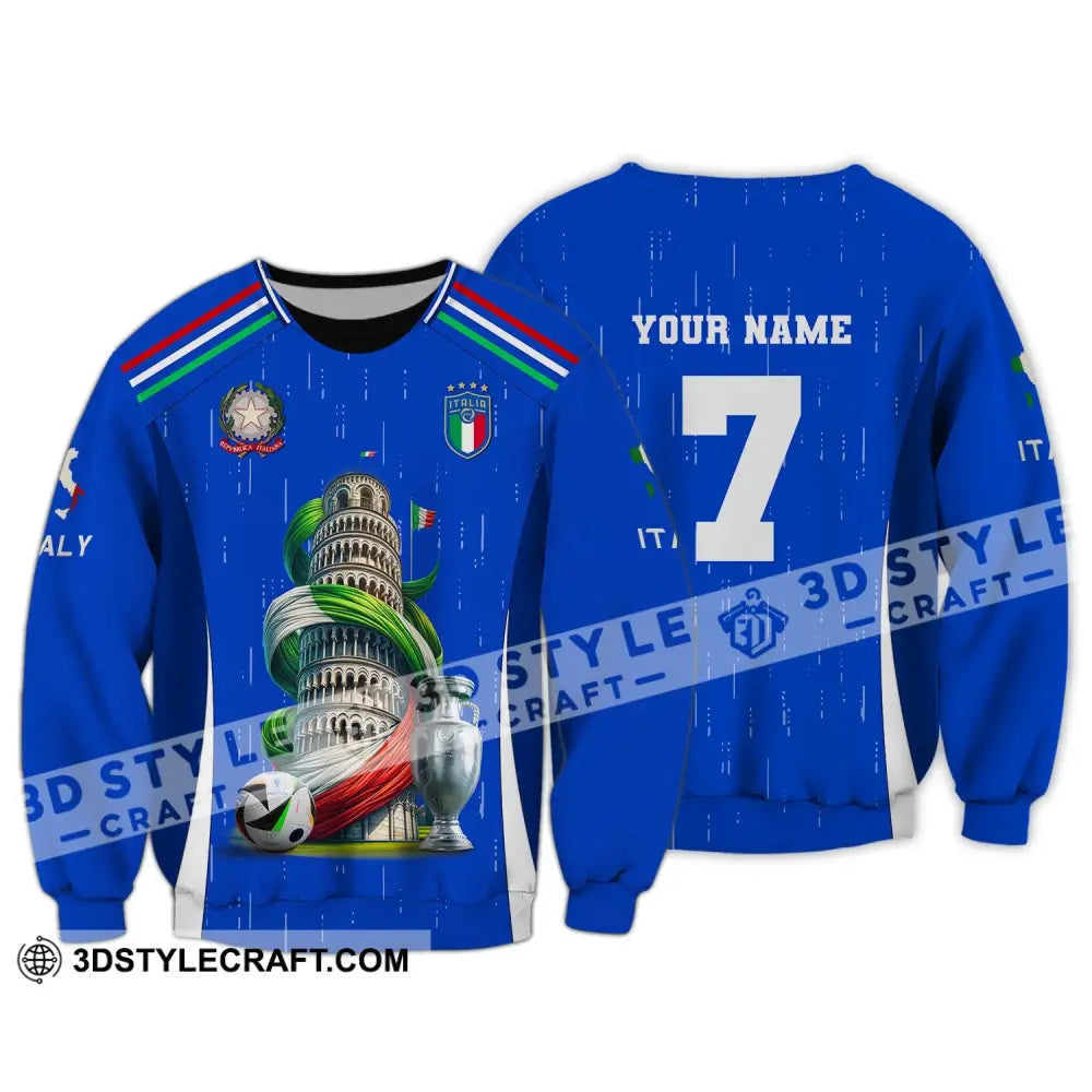 Unisex Shirt Custom Name And Number Italy Football Polo Long Sleeve Euro 2024 / S T-Shirt