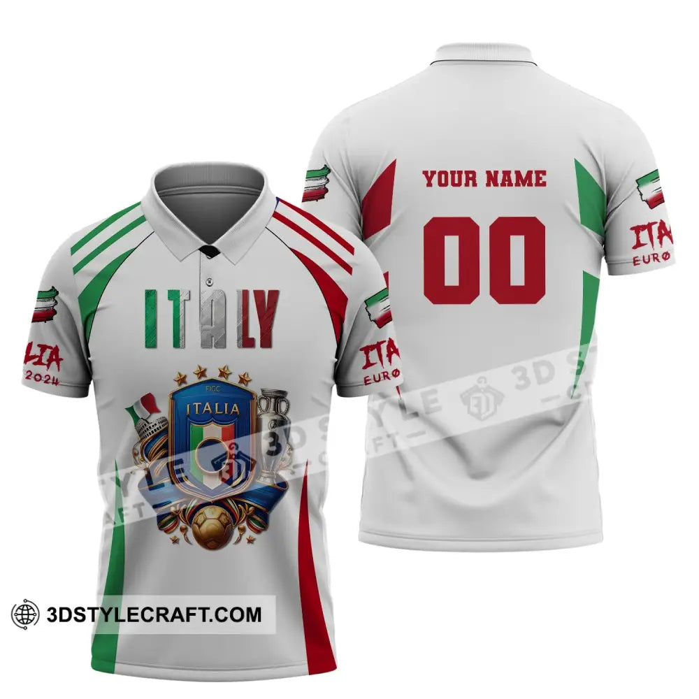 Unisex Shirt Custom Name And Number Italy Football Polo Long Sleeve Euro 2024 / S T-Shirt