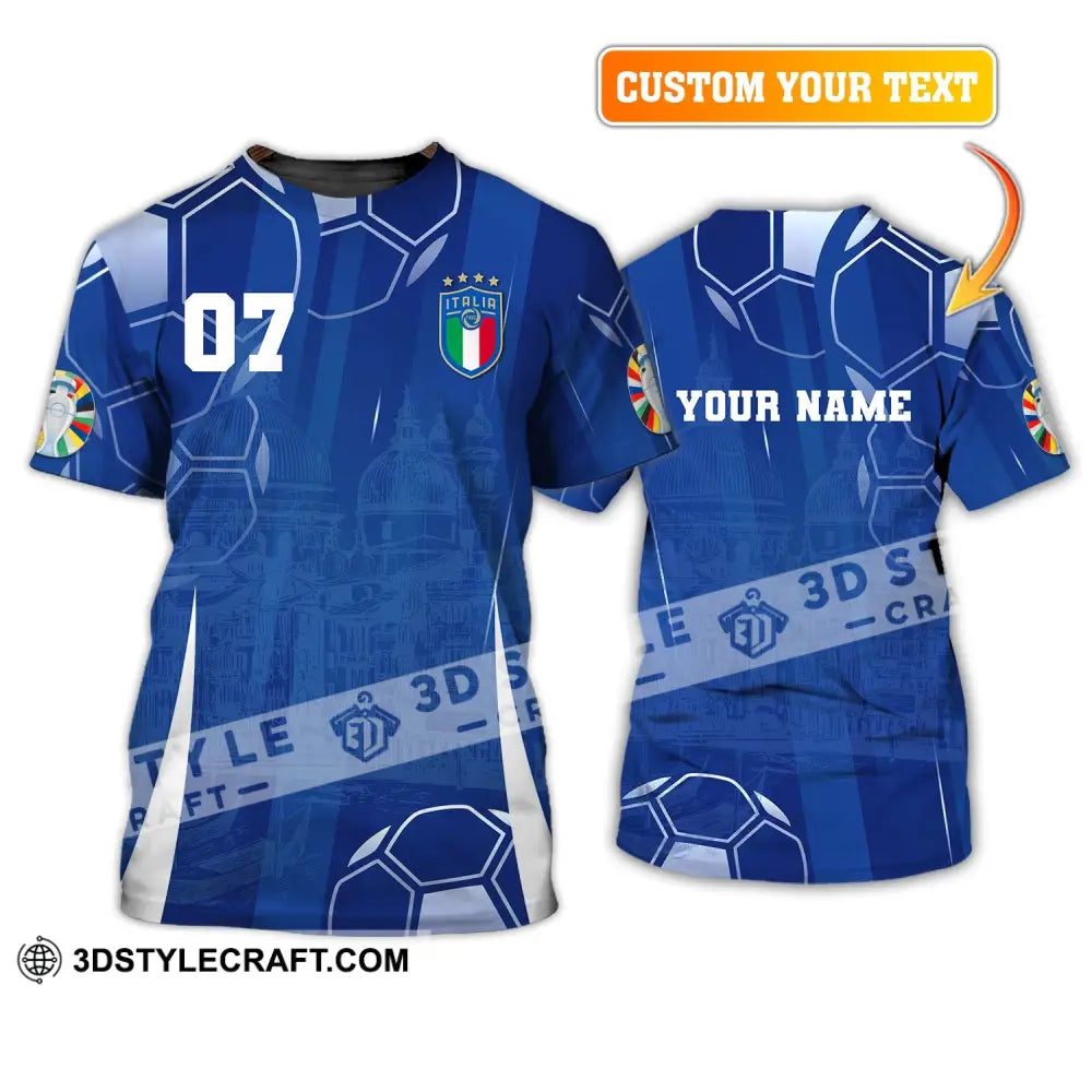 Unisex Shirt Custom Name And Number Italy Football Polo Long Sleeve Euro 2024 T-Shirt