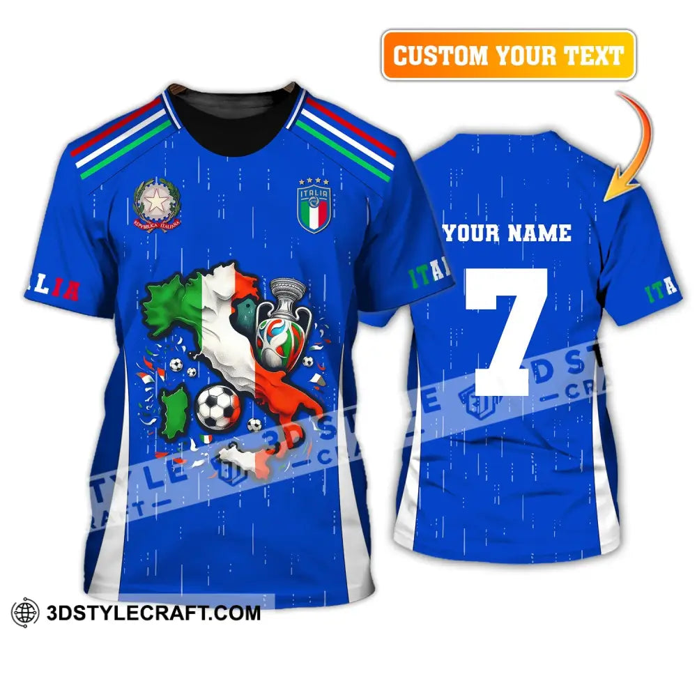 Unisex Shirt Custom Name And Number Italy Football Polo Long Sleeve Euro 2024 T-Shirt