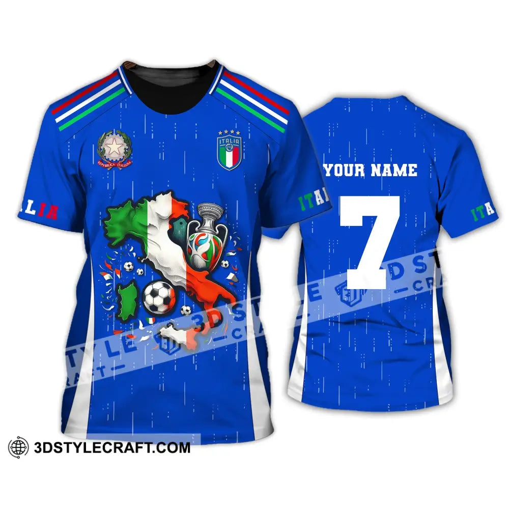 Unisex Shirt Custom Name And Number Italy Football Polo Long Sleeve Euro 2024 T-Shirt / S