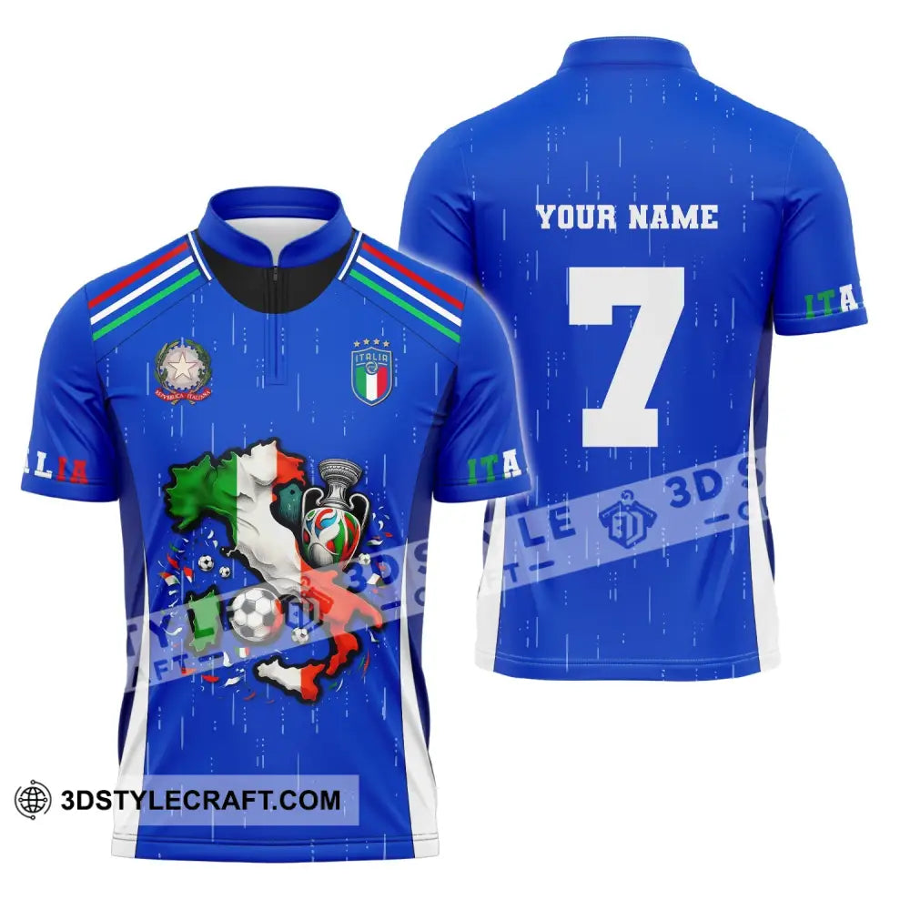 Unisex Shirt Custom Name And Number Italy Football Polo Long Sleeve Euro 2024 Zipper / S T-Shirt