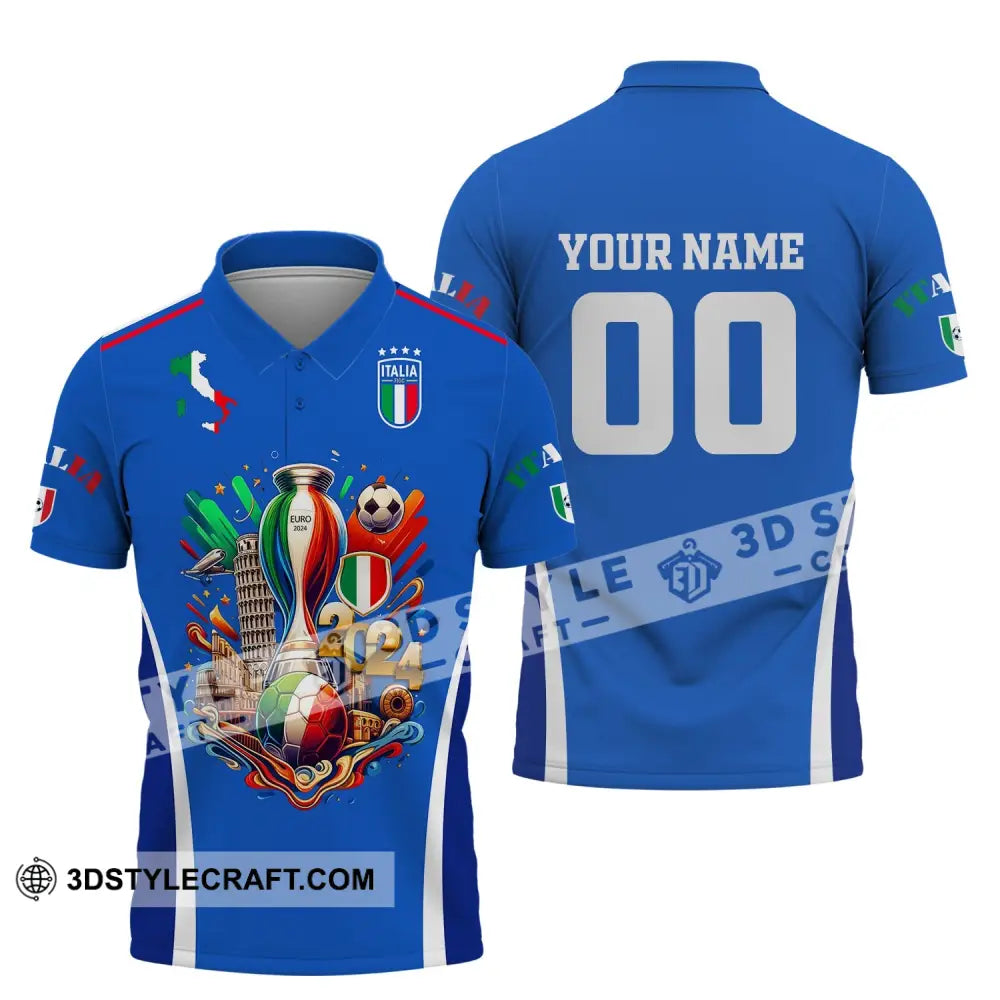 Unisex Shirt Custom Name And Number Italy Football Polo Long Sleeve / S T-Shirt