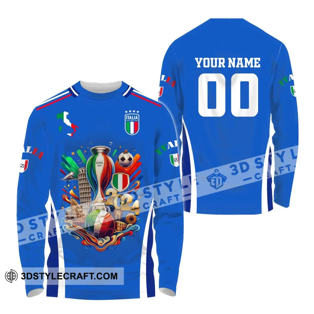 Unisex Shirt Custom Name And Number Italy Football Polo Long Sleeve / S T-Shirt