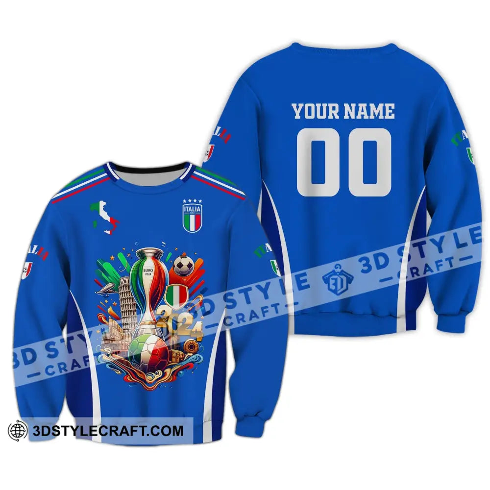 Unisex Shirt Custom Name And Number Italy Football Polo Long Sleeve / S T-Shirt