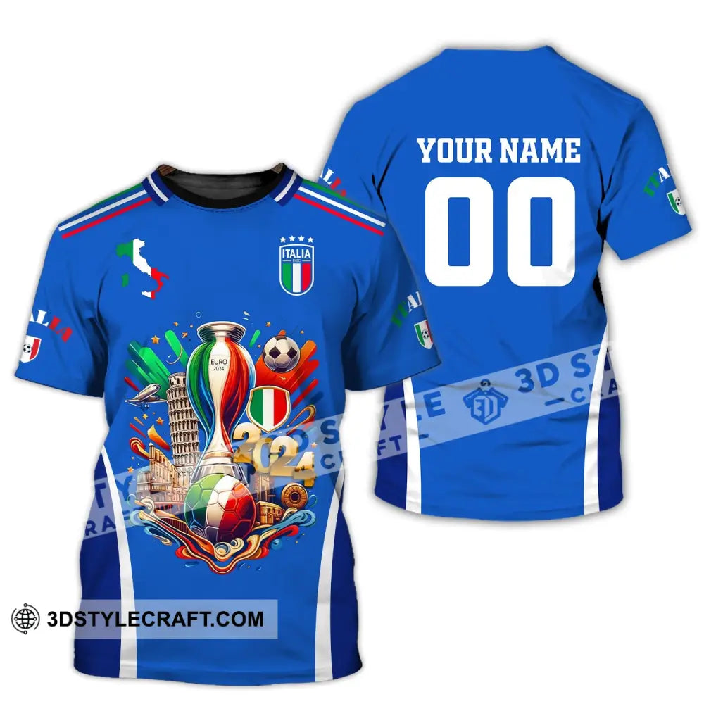 Unisex Shirt Custom Name And Number Italy Football Polo Long Sleeve T-Shirt / S