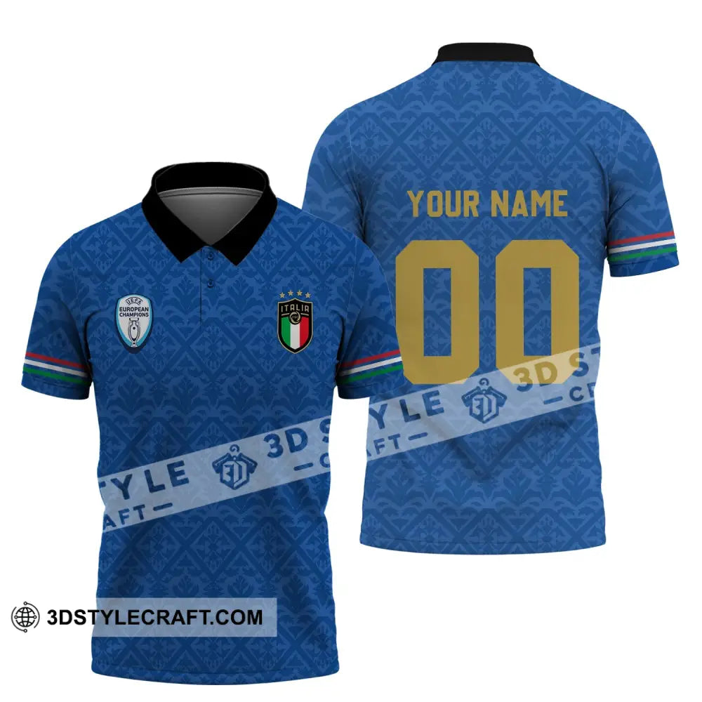 Unisex Shirt - Custom Name And Number Italy National Team Blue Color Polo / S T-Shirt