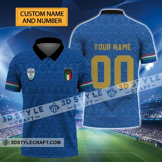 Unisex Shirt - Custom Name And Number Italy National Team Blue Color Shirt style option 1