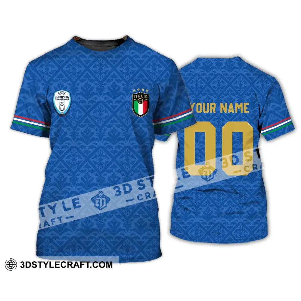 Unisex Shirt - Custom Name And Number Italy National Team Blue Color T-Shirt / S T-Shirt