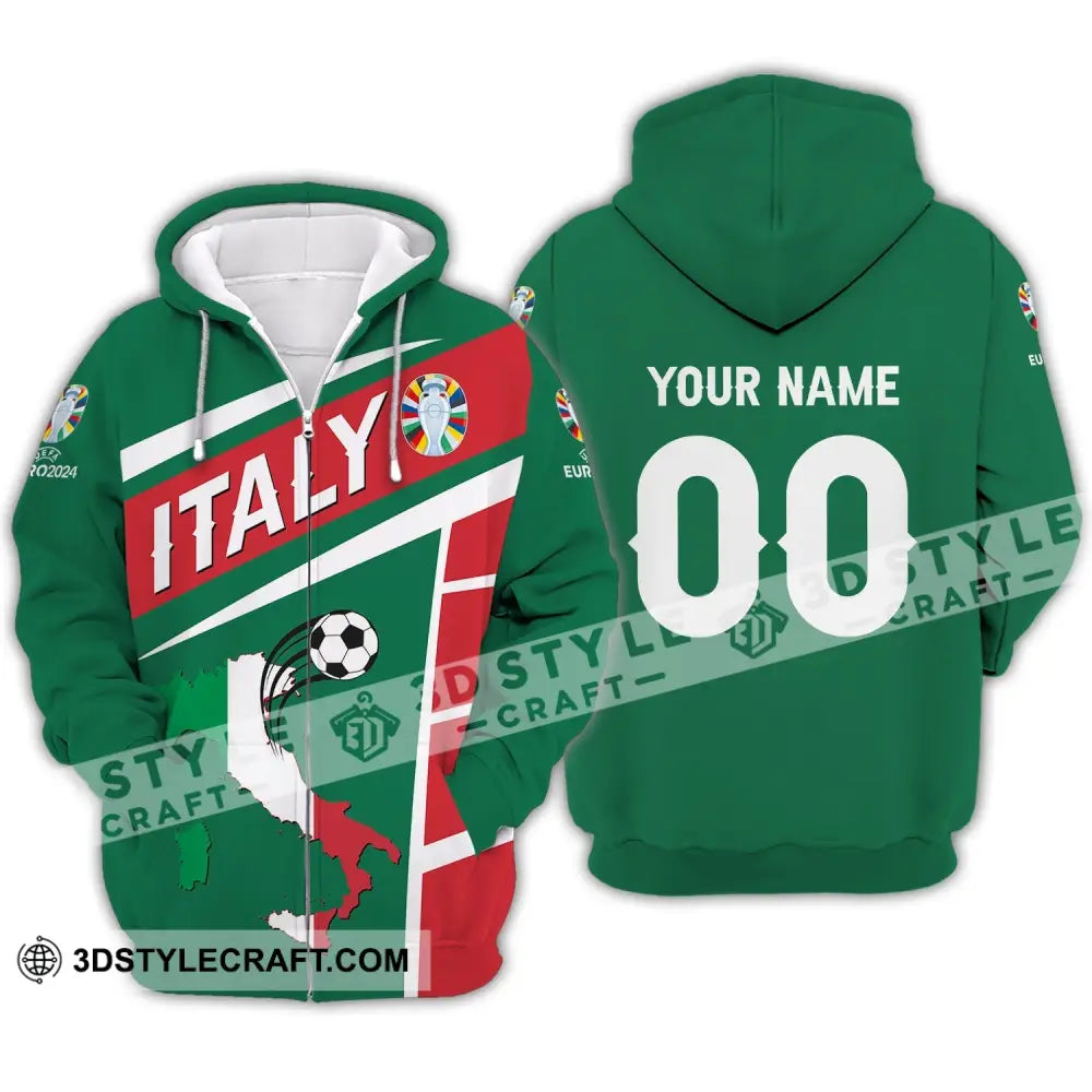 Unisex Shirt - Custom Name And Number Italy National Team Map Zipper Hoodie / S T-Shirt