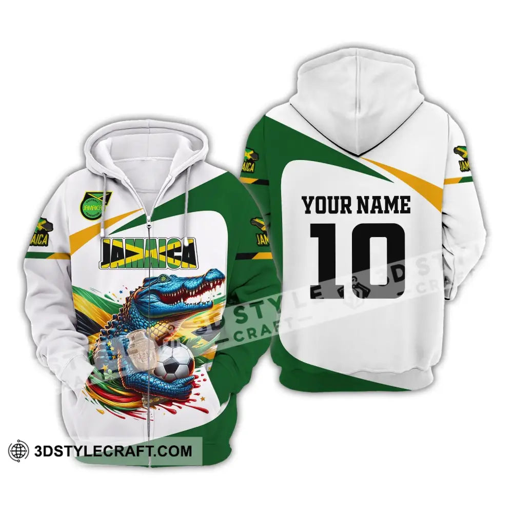 Unisex Shirt Custom Name And Number Jamaica Football Polo Euro 2024 Hoodie Long Sleeve Zipper / S