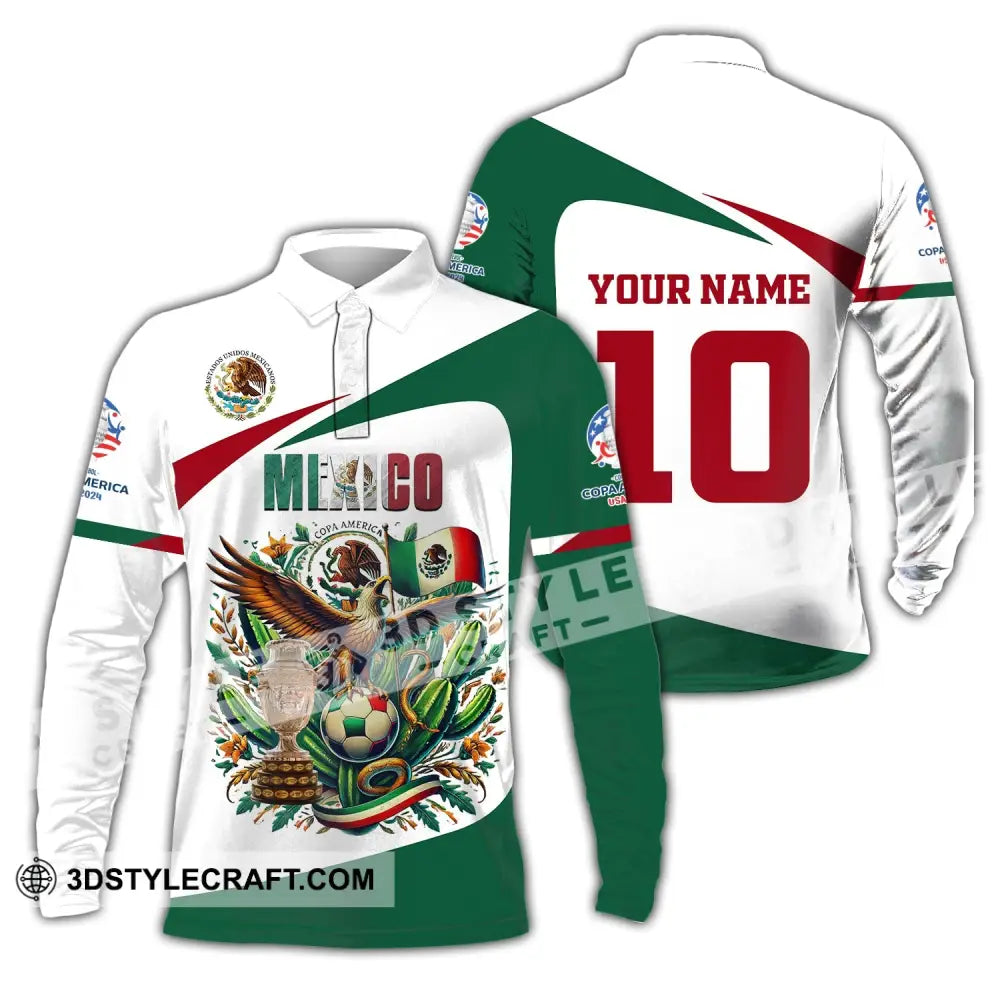 Unisex Shirt Custom Name And Number Mexico Football Polo Long Sleeve / S T-Shirt