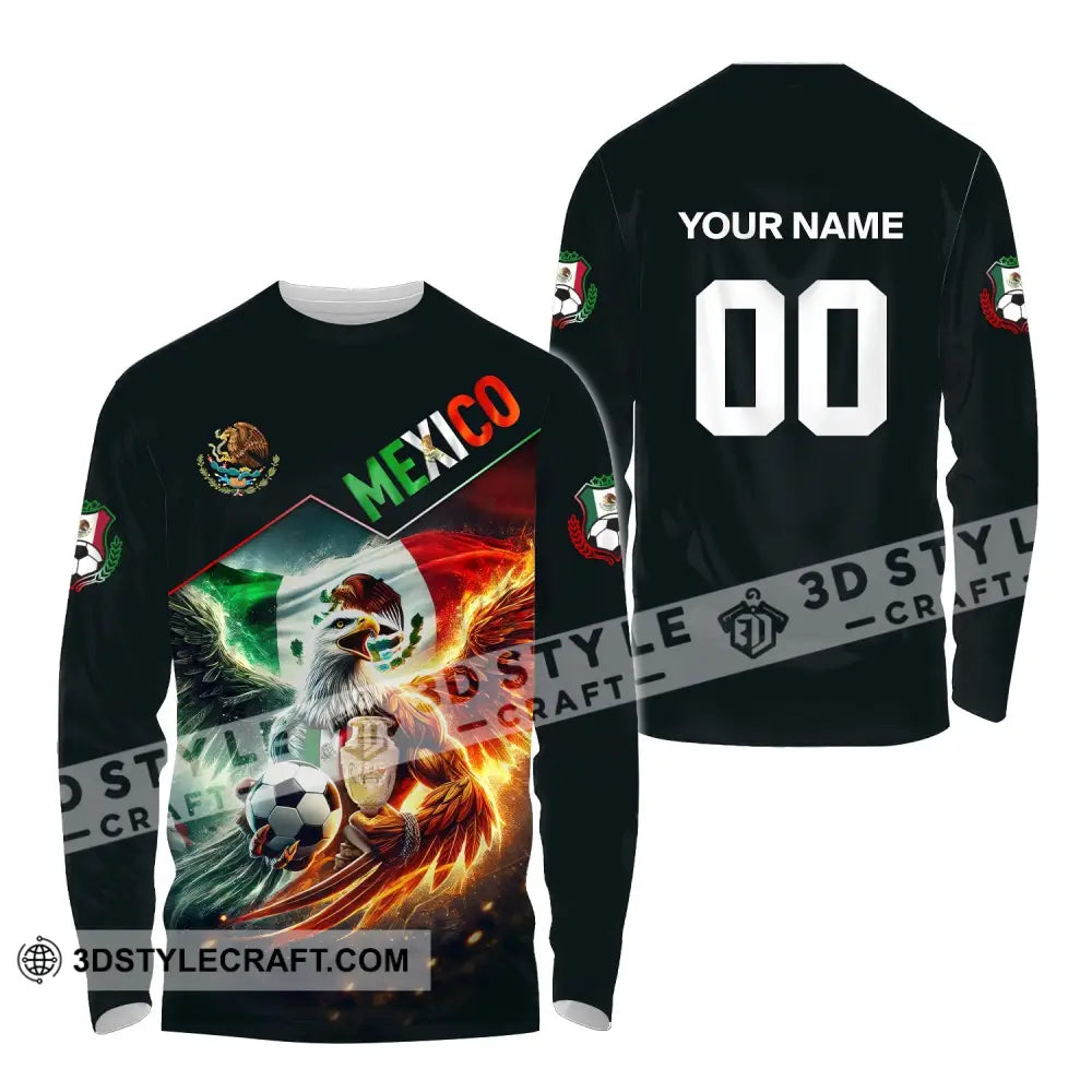 Unisex Shirt Custom Name And Number Mexico Football T-Shirt Euro 2024 Polo Long Sleeve / S