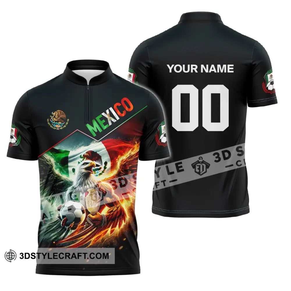 Unisex Shirt Custom Name And Number Mexico Football T-Shirt Euro 2024 Polo Long Sleeve Zipper / S